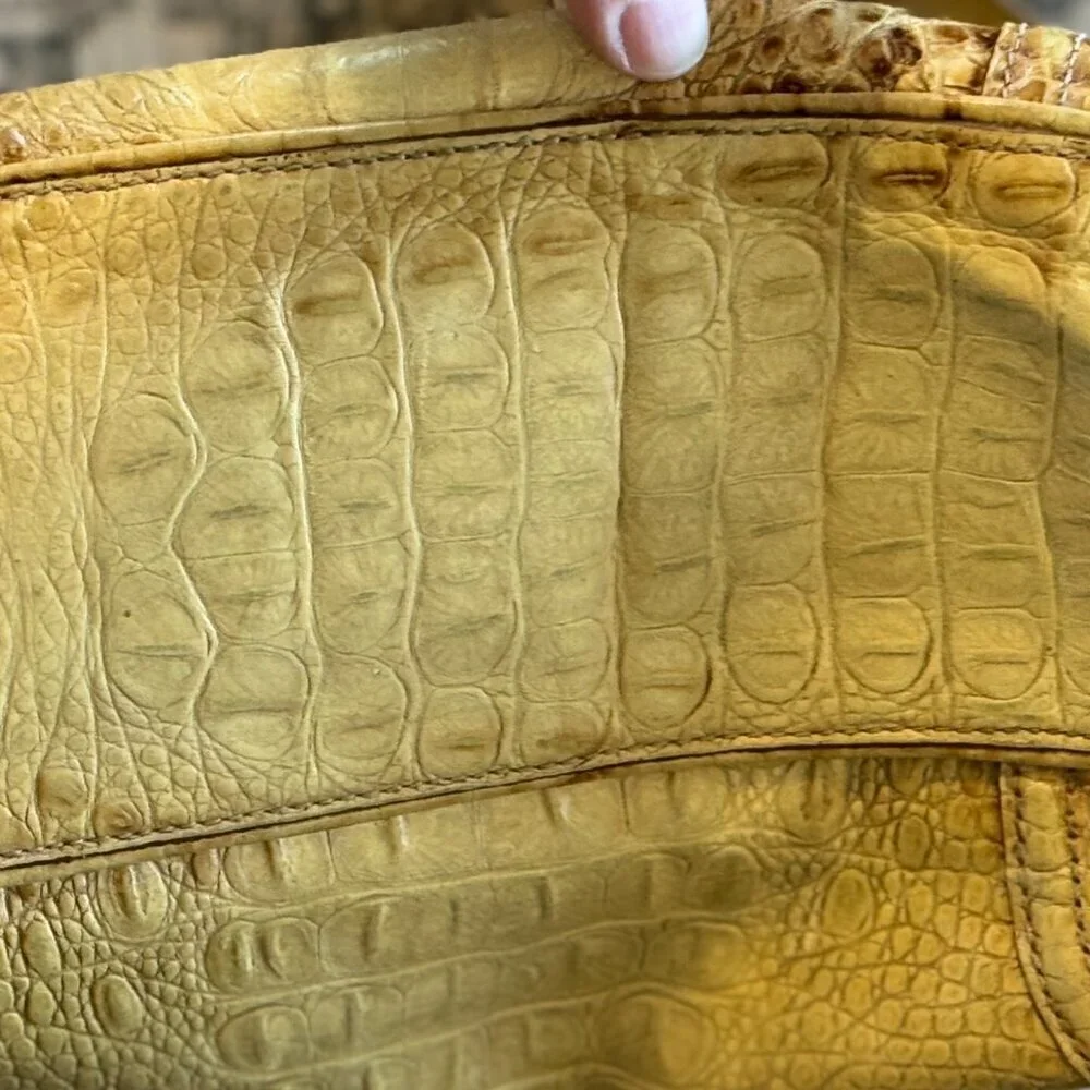 Brahmin Bag Women's Shoulder Purse Yellow Brown Multicolor Multiple Pockets